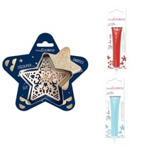 Kit pour biscuit en relief Étoile + 2 Stylos au chocolat rouge et bleu pastel