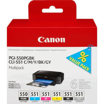 CANON Pack de 5 cartouches d'encre PGI-550 / CLI-551 Noir/Cyan/Magenta/Jaune/Gris