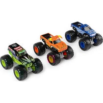 Coffret 3 véhicules monster jam : blue thunder - el toro loco - grave digger - voiture collection shaker - spin master