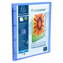 Classeur 4 anneaux 15mm polypropylène chromaline 5/10e Kreacover® - A4 - Bleu - x 12 - Exacompta