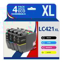 LC421XL - Pack 4 cartouches Brother LC421 XL compatibles MFC-J1010DW DCP-J1140DW - 123CONSOMMABLES