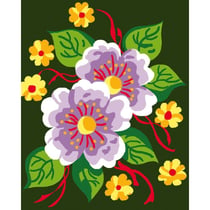 LUC - Kit Canevas Blanc Fleurs 20x25 cm 100% Coton