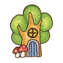 Lot de 3 écussons thermocollants féérie maison arbre 3.5x2cm