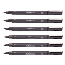 Lot de 6 feutres techniques UNI-BALL PIN 01200 GF - Pointe calibrée 0,1 mm - Gris foncé