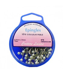 Epingles tête couleur perle x 75 34x0,65mm - Distrifil Rose