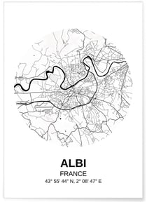 Affiche Carte Albi | A3 : 29,7x42cm
