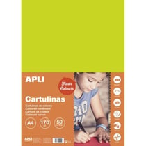Apli 14249 - Carton de couleur vert fluo Format A4 180gr. 210x297mm