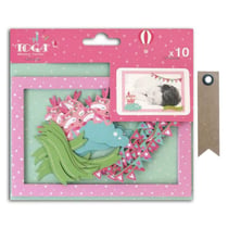 10 cartes découpées Polaroid Joséphine + 20 étiquettes kraft Fanion