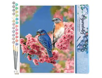 Peinture par Numéro Figured'Art - Couple d'oiseaux bleus - Kit de Loisir Créatif DIY Numéro d'Art Complet - 40x50cm sans châssis en bois