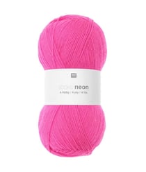 Pelote de laine à chaussette Socks Neon 4 Fils - 100GR - Rico Design 02 Rose Fluo