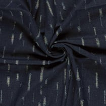 Tissu Jean Denim déchirures fils multicolore sur fond Bleu marine