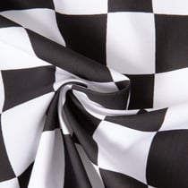 Tissu Toile de Coton d'ameublement Damier noir sur fond Blanc