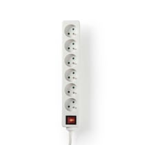 Nedis Rallonge Multiprise 6 Voies 3680W 16A 1.5m Type E avec Bouton marche/arrêt Blanc