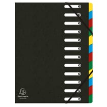Trieur HARMONIKA® à fenêtres avec élastiques véritable carte lustrée 12 compartiments - Noir - x 6 - Exacompta