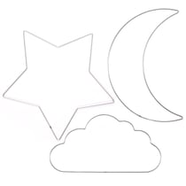 Lot d'anneaux créatifs Vaessen Creative - Étoile, Lune & Nuage - Métal - Argent - Ø32 cm