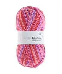 Pelote de laine à chaussettes à tricoter Superba bamboo superwash - 100GR - Rico Design 17 Rouge-lilas mix
