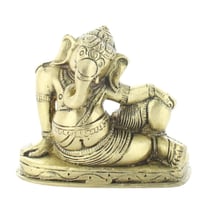 Statuette Ganesh allongé en Laiton doré mat 8 cm - Omsaé