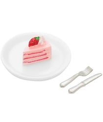Gâteau à la fraise miniature dans assiette + couverts - Rico Design Bois