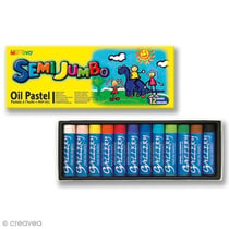 Pastels à l'huile Jumbo - Mini Artist - 12 pcs - 18 mm - Idéal pour enfants - Mixte