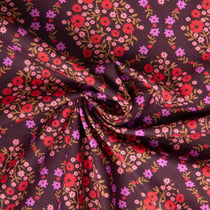 Tissu Coton imprimé Arty Albane fleuris sur fond Bordeaux