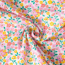 Tissu Coton imprimé Arty Thali tapis de petites Fleurs sur fond Blanc
