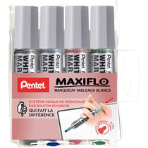 Marqueurs tableaux blancs MAXIFLO MW5LW - PENTEL - Noir, Rouge, Bleu, Vert - Pointe ultra-large