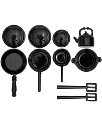Ustensiles de cuisine miniatures - Noir - 7 pcs pour Lutin - Rico Design Bois