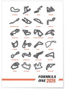 Affiche Circuits Formule 1 2026 | A3 : 29,7x42cm