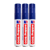 Lot de 3 marqueurs permanents - EDDING - Corps aluminium - Pointe biseau 4-12 mm - Bleu