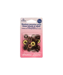 Boutons pression 15mm tissus lourds et épais - nickelé, noir, bronze X 12 - Distrifil Bronze Marron vendu par 50 cm