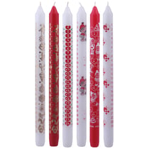 Bougies de l'Avent, H : 30 cm, d 22 mm, rouge, blanc, 24 pièces/ 1 Pq.