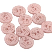Bouton 2 trous mouton 15mm Rose Layette