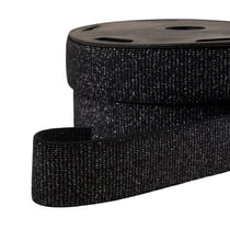 Bobine 20m élastique boxer métallisé noir/argent 32mm