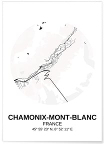 Affiche Carte Chamonix-Mont-Blanc | A3 : 29,7x42cm