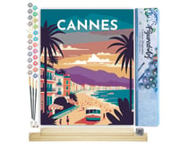 Peinture par Numéro Figured'Art - Affiche Vintage Cannes - Kit de Loisir Créatif DIY Numéro d'Art Complet - 40x50cm toile roulée + châssis en bois à monter