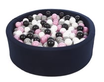 Piscine à balles Aire de jeu + 450 balles bleu marine noir, blanc, rose clair,gris - Velinda