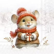4 serviettes en papier découpage collage 33 cm SOURIS  NOEL NOSS 721