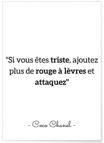 Affiche Coco Chanel : 'Si vous êtes triste...' | A3 : 29,7x42cm