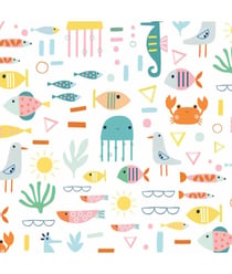 Tissu coton Dashwood Summer Fun animaux marins de 110 cm de largeur fun blanc vendu par 50 cm