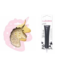Kit pour biscuit en relief Licorne + Stylo au chocolat noir