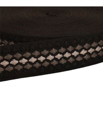 Sangle losanges multicolores 38mm noir au mètre