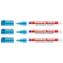 Marqueur permanent - EDDING - Pointe fine 1 mm - Bleu clair - Lot de 3