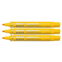 Lot de 3 marqueurs permanents - PENTEL - Pointe ogive 2 mm - Jaune - Corps aluminium