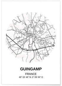 Affiche Carte Guingamp | A3 : 29,7x42cm