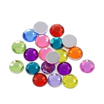 40 PERLES STRASS cabochon ROND a coller acrylique multicolore 10 mm - creation bijoux perles