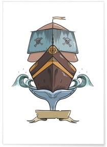 Affiche Enfant Bateau Pirate | A3 : 29,7x42cm