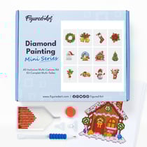 Figured’Art Mini Série Diamond Painting - Coffret Premium 12 toiles de 15x18cm Noël 2 - Broderie Diamant avec Strass Carrés - Kit Complet