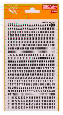 Lettres alphabet et Chiffres Transfert Noir 4mm Police serrée