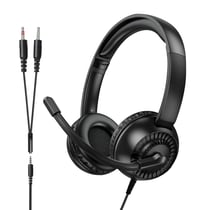 Hoko Casque Audio Filaire Jack 3.5mm avec Microphone Anti-bruit Orientable Noir