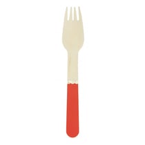 8 Fourchettes en Bois Rouge/Or